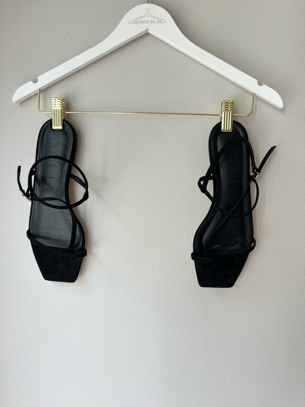 Aeyde Elise Black Suede Strappy Sandals Square Toe Size 41